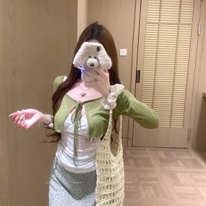 Summer Floral Knit Cardigan Cami and Skirt Three-Piece Set for Women