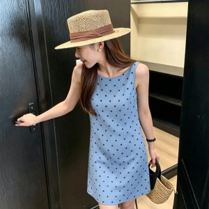 Pure Desire Sweetheart Polka Dot Sleeveless A-Line Dress