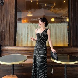 Sexy Backless One-Shoulder Polka Dot A-Line Dress