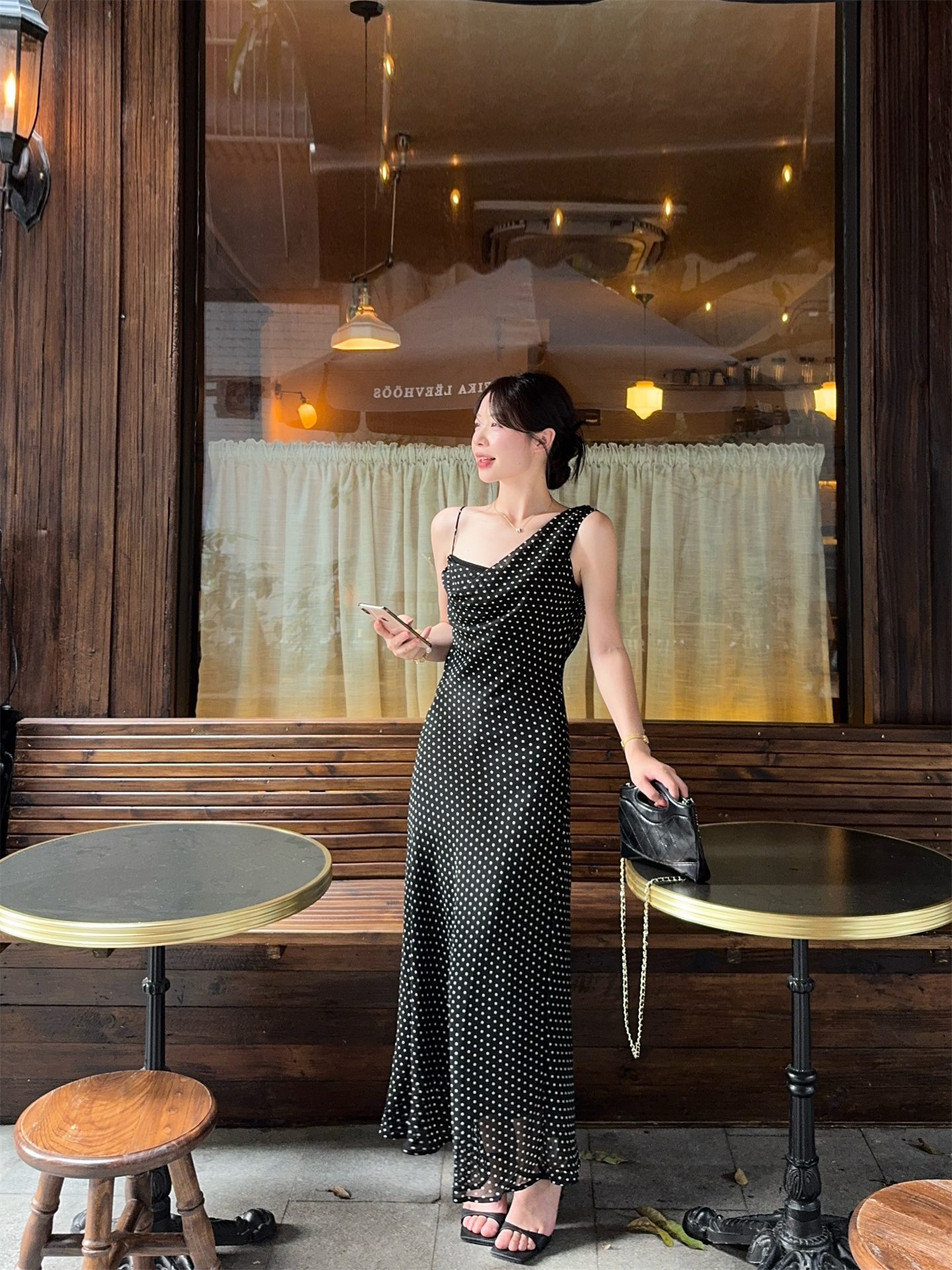 Sexy Backless One-Shoulder Polka Dot A-Line Dress